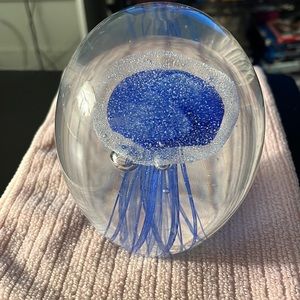 Jellyfish Paperweight Blue Color Glass